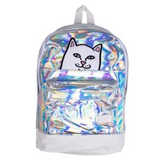 Usado, Mochila RIPNDIP prata iridescente Lord Nermal gato branco Nerm Rave Festival comprar usado  Enviando para Brazil