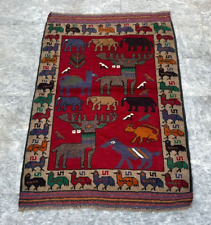 Usado, Tapete de lã oriental vintage afegão feito à mão pendurado na parede 135 x 93 cm comprar usado  Enviando para Brazil