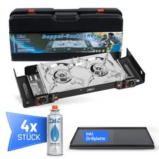 Fornello Da Campeggio A 2 Fuochi Outdoor Con Piastra Grill + 4x Cartuccia Di Gas na sprzedaż Fornello Da Campeggio A 2 Fuochi Outdoor Con Piastra Grill + 4x Cartuccia Di Gas na sprzedaż  Wysyłka do Poland