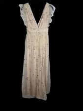 Vestido maxi SOIEBLU de tule com babado Wendy nude tamanho pequenas estrelas, usado comprar usado  Enviando para Brazil