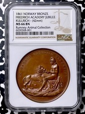 1861 Noruega Oslo Friedrich Academy Medalha de Jubileu NGC MS66BN Lote #G9817 Gem BU!, usado comprar usado  Enviando para Brazil