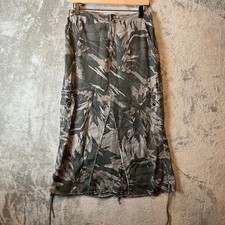 XCVI Y2K Linho Camuflagem Carga Maxi Saia Grunge Utilitário Streetwear Desgastado Pequeno comprar usado  Enviando para Brazil