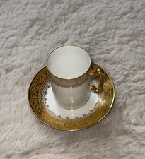Antigo copo D&C Limoges França Demitasse + pires CFH GDM dourado vitoriano comprar usado  Enviando para Brazil