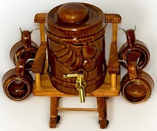 Cadeira de madeira vintage novidade barril base decantador e 4 canecas decoração de barra comprar usado  Enviando para Brazil