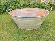 Grande banho de estanho vintage com alças, galvanizado. Ótimo plantador.  Entrega Inc comprar usado  Enviando para Brazil
