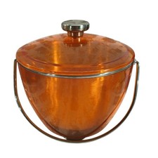Balde de gelo laranja queimado vintage refrigerador de vinho com forro e tampa de aço inoxidável diâmetro 8"  comprar usado  Enviando para Brazil