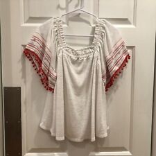 Top Vintage America Blues Cropped Cigano Fora do Ombro Branco Texturizado Feminino Extra Grande, usado comprar usado  Enviando para Brazil