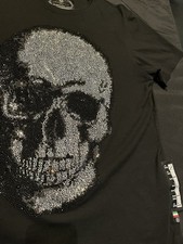 $1280 PHILIPP PLEIN STRASS CRISTAIS CAVEIRA CAMISETA ATLÉTICA GRANDE L AUTÊNTICA comprar usado  Enviando para Brazil