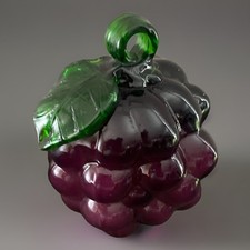 VINTAGE 1960’s PURPLE GLASS UVAS CLUSTER com FOLHA DE VIDRO VERDE 6” comprar usado  Enviando para Brazil