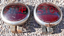 PAR DE LANTERNAS TRASEIRAS DE PARADA VINTAGE KD #254 S T O P com SUPORTES. LENTES DE VIDRO 6,5 POL. comprar usado  Enviando para Brazil