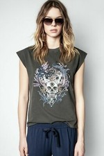 Regata Zadig & Voltaire Weny Compo caveira strass frisada carbono XS NOVA 277489, usado comprar usado  Enviando para Brazil