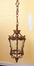 Lampada Lanterna Da Soffitto Bronzo E Cristallo Molato Anni 60 Italia comprar usado  Enviando para Brazil