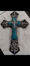 Turquoise rhinestone cross for sale  Ward