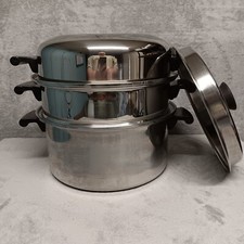 Usado, Caldeira a vapor Amway Queen & Duncan Hines aço inoxidável 5 qt dupla com tampas EUA comprar usado  Enviando para Brazil