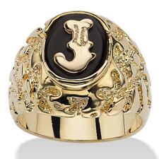 14K OURO ÔNIX LETRA J INICIAL NUGGET RING TAMANHO GP 8 9 10 11 12 13  comprar usado  Enviando para Brazil
