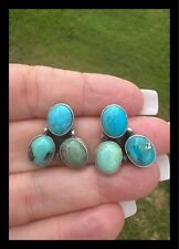 NAVAJO~KINGMAN TURQUESA ~TRES PIEDRAS~SS~PENDIENTES ~MARCELA JAMES segunda mano  Embacar hacia Argentina