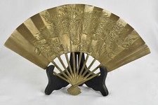 Antigo ventilador de metal japonês alívio bronze pássaro dragão árvore folhas 11,5" x 7,5" Enesco comprar usado  Enviando para Brazil