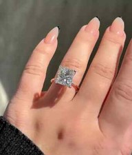 Usado, Anel solitário de ouro branco 14K corte princesa diamante criado em laboratório comprar usado  Enviando para Brazil