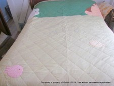 COLCHA VERDE SÁLVIA VINTAGE com ANIMAIS Hikosen Cara Tamanho Completo 80" X 84" comprar usado  Enviando para Brazil