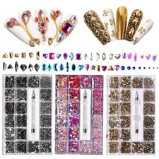 Usado, Decoração mista de vidro AB cristal diamante liso strass nail art caixa de grade 21 comprar usado Usado, Decoração mista de vidro AB cristal diamante liso strass nail art caixa de grade 21 comprar usado  Enviando para Brazil