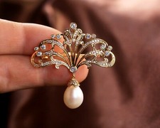 Broche eventail dentelle d'occasion  Paris VI