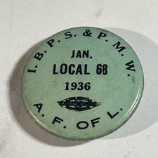 Jan 1936 Sulfito de celulose e fábrica de papel sindicato local 68 botão pinback HS3 comprar usado  Enviando para Brazil