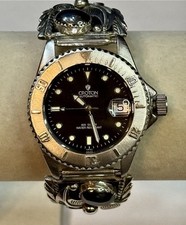 Relógio masculino automático Sterling Croton 39mm ônix 925 folha recortada pulseira navajo comprar usado  Enviando para Brazil