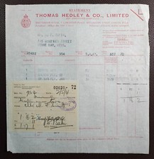 1941 Thomas Hedley & Co Soap Makers, Wellington St, fatura de Londres comprar usado  Enviando para Brazil