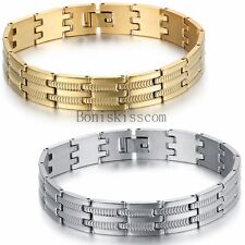 Pulseira masculina de aço inoxidável amuleto de elos largos pulseira de corrente da moda comprar usado  Enviando para Brazil