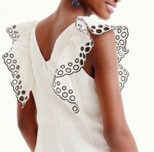 Usado, Vestido justo J Crew Collection linho branco ilhós babado manga esvoaçante 00 XS comprar usado  Enviando para Brazil