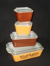 PYREX - 8 peças Geladeira marrom, dourada, fruta OLD ORCHARD, conjunto de tampa comprar usado  Enviando para Brazil