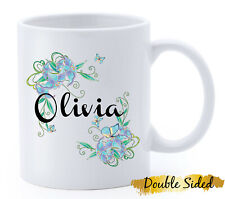 Caneca De Café Personalizado Floral, Nome Personalizado Caneca De Chá, Caneca Personalizada Botânico, usado comprar usado  Enviando para Brazil