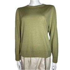 Camiseta DRIES VAN NOTEN Reino Unido L verde 100% lã merino gola redonda ombros reunidos, usado comprar usado  Enviando para Brazil