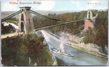 Vintage Pocztówka Clifton Suspension Bridge Bristol Anglia Steamship na sprzedaż  Wysyłka do Poland