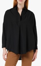Blusa French Connection feminina preta rodes crepe reciclado popover LS G nova sem etiquetas, usado comprar usado  Enviando para Brazil