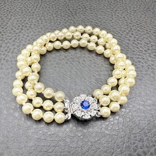 Pulseira de pérolas falsas Camrose & Kross Jacqueline Kennedy três fios cristal azul comprar usado  Enviando para Brazil