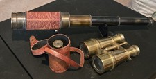 Juego Óptico Náutico, 2 Telescopios, Binoculares Latón segunda mano  Embacar hacia Mexico