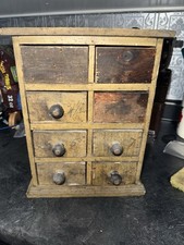 Armário de armazenamento primitivo 8 gavetas madeira vintage garagem loja bancada feita à mão comprar usado  Enviando para Brazil
