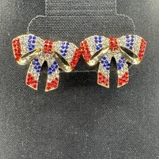 Brincos Pavê Patriótico EUA Vermelho Branco Azul 4 de Julho América Strass, usado comprar usado  Enviando para Brazil