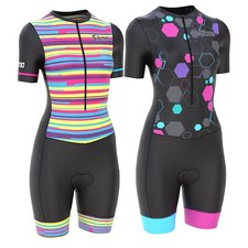 Terno triatlo feminino ciclismo corrida compressão tri skinsuit acolchoado em gel comprar usado  Enviando para Brazil