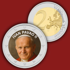 Moeda colorida IVAN PAVAO II PAPA VATICANO 2 euros UNC comprar usado  Enviando para Brazil