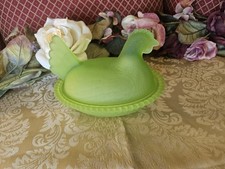 Galinha de vidro verde galinha na cesta ninho galo ovo manteiga doce comprar usado  Enviando para Brazil