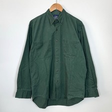 Camisa masculina vintage GAP sarja botão para baixo verde média manga longa casual clássica comprar usado  Enviando para Brazil