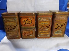 Conjunto de 5 latas Cheinco vintage década de 1970 cozinha açúcar, café, 2 farinhas, chá , usado comprar usado  Enviando para Brazil