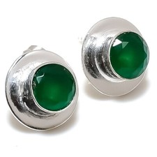 Usado, Brinco de prata esterlina 925 com pedra preciosa ônix verde tamanho 0,5" comprar usado  Enviando para Brazil
