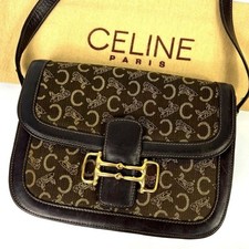 Bolsa de ombro CELINE Horsebit logotipo couro lona jacquard vintage Japão F/S USADA comprar usado Bolsa de ombro CELINE Horsebit logotipo couro lona jacquard vintage Japão F/S USADA comprar usado  Enviando para Brazil