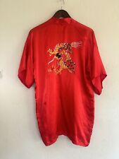 Vintage 1960 Kimono Bordado Dragão Vibrante Vermelho Asiático Robe Festival Coverup comprar usado  Enviando para Brazil
