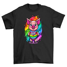 Camiseta engraçada Pride_7 Piggy Pride Parade, 100% algodão, design estampado unissex, Oi comprar usado  Enviando para Brazil