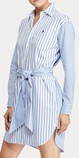 Mini vestido camisa polo Ralph Lauren listrada náutica com cinto botão tamanho 6 novo sem etiquetas comprar usado  Enviando para Brazil
