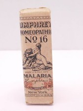 Antiguo boticario remedio homeopático de medicina contra la malaria Humphrey's #16 sellado segunda mano  Embacar hacia Mexico